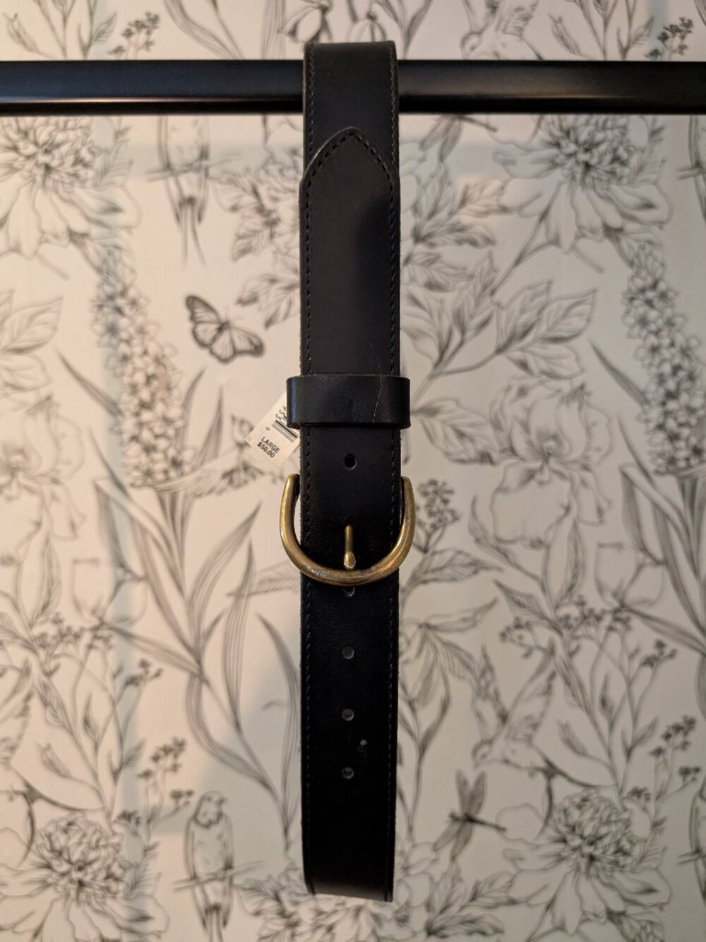 Eddie Bauer Genuine Leather Belt Black Brass Buckle Size Large